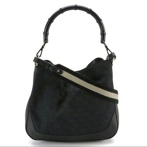 VINTAGE Gucci Black Shoulder Bag with Bamboo Handle